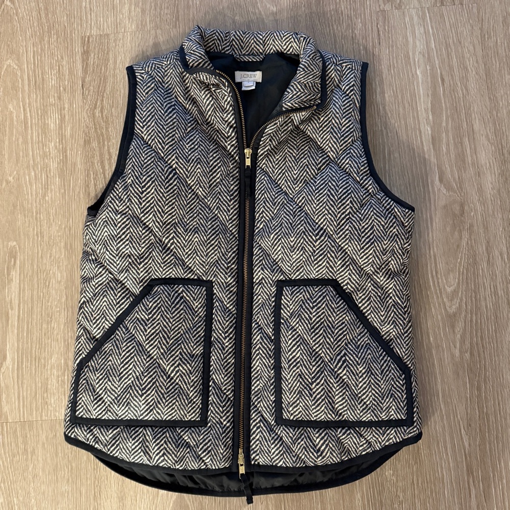 J. Crew Quilted Herringbone Vest Millenial Fall Girl Vintage